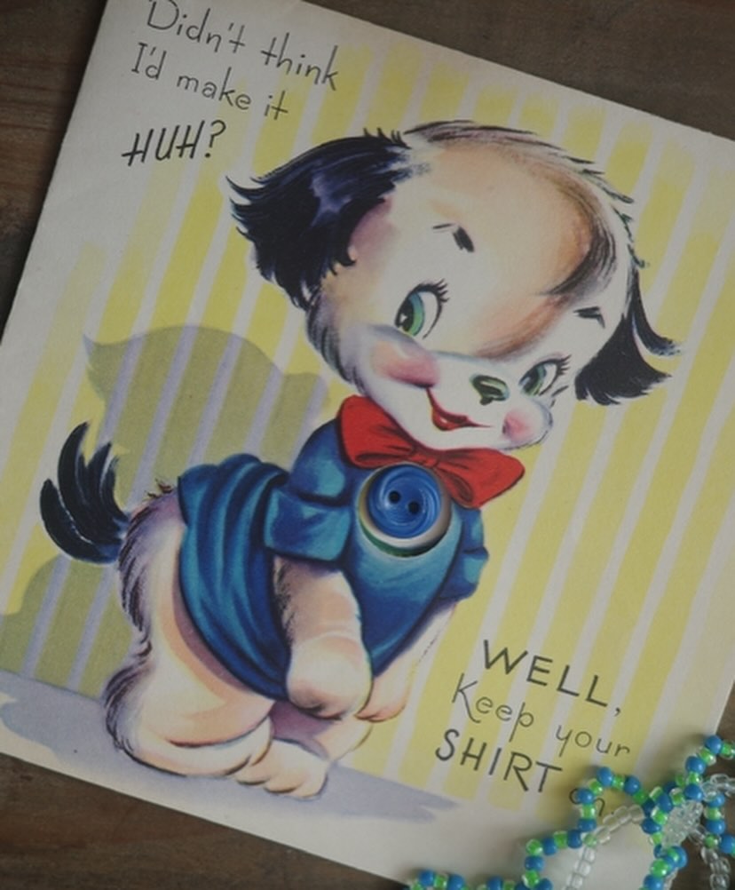 青ボタンがチャーミングいぬさんレター