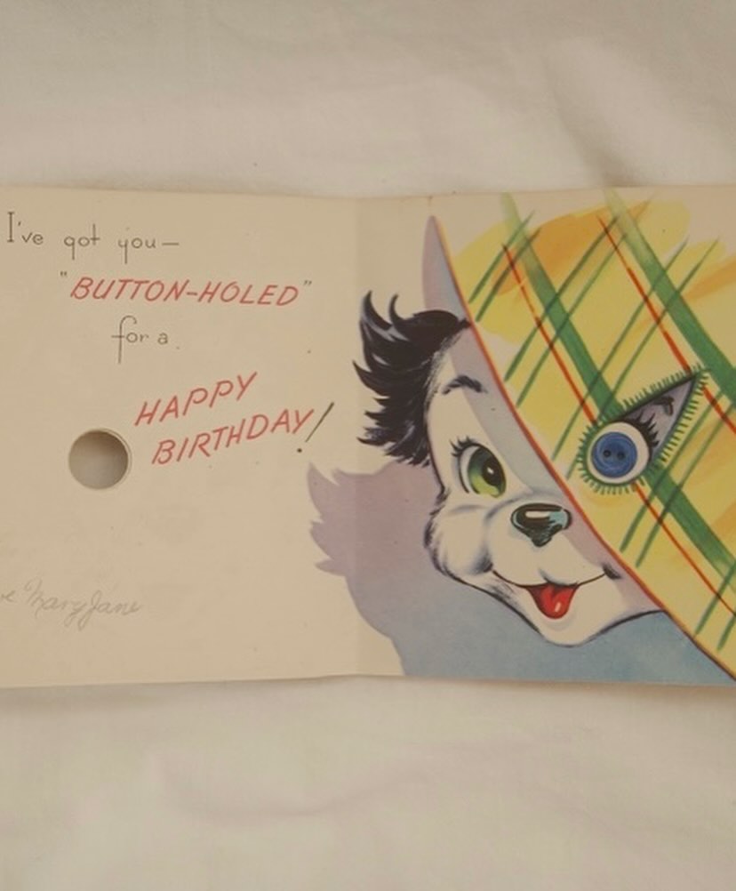 青ボタンがチャーミングいぬさんレター